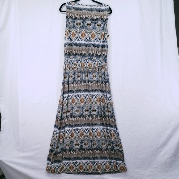 Mlle Gabrielle Multicolor Geometric Fun Stretchy Long Maxi Dress Size 2X - Picture 14 of 16